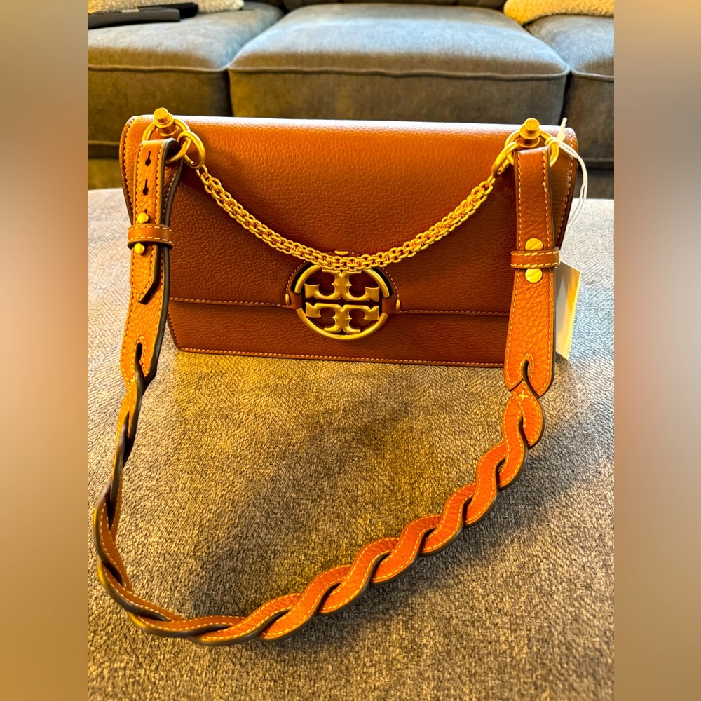 New Tory Burch Miller Flap Shoulder Bag in Light Umber